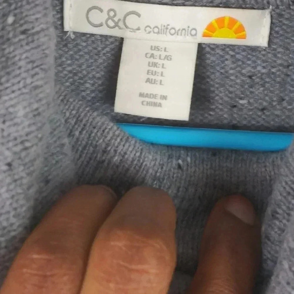 C&C California Turtleneck Wool Blend Sweater Gray - Picture 4 of 5